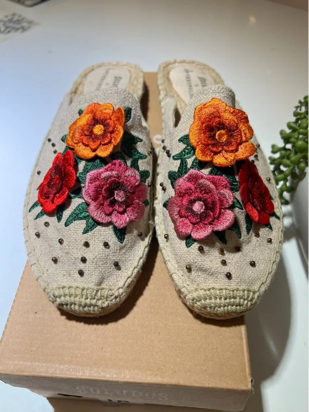 Soludos x Anthropologie Bahia Floral Mule Espadrilles (slip-on) sz US 7.5